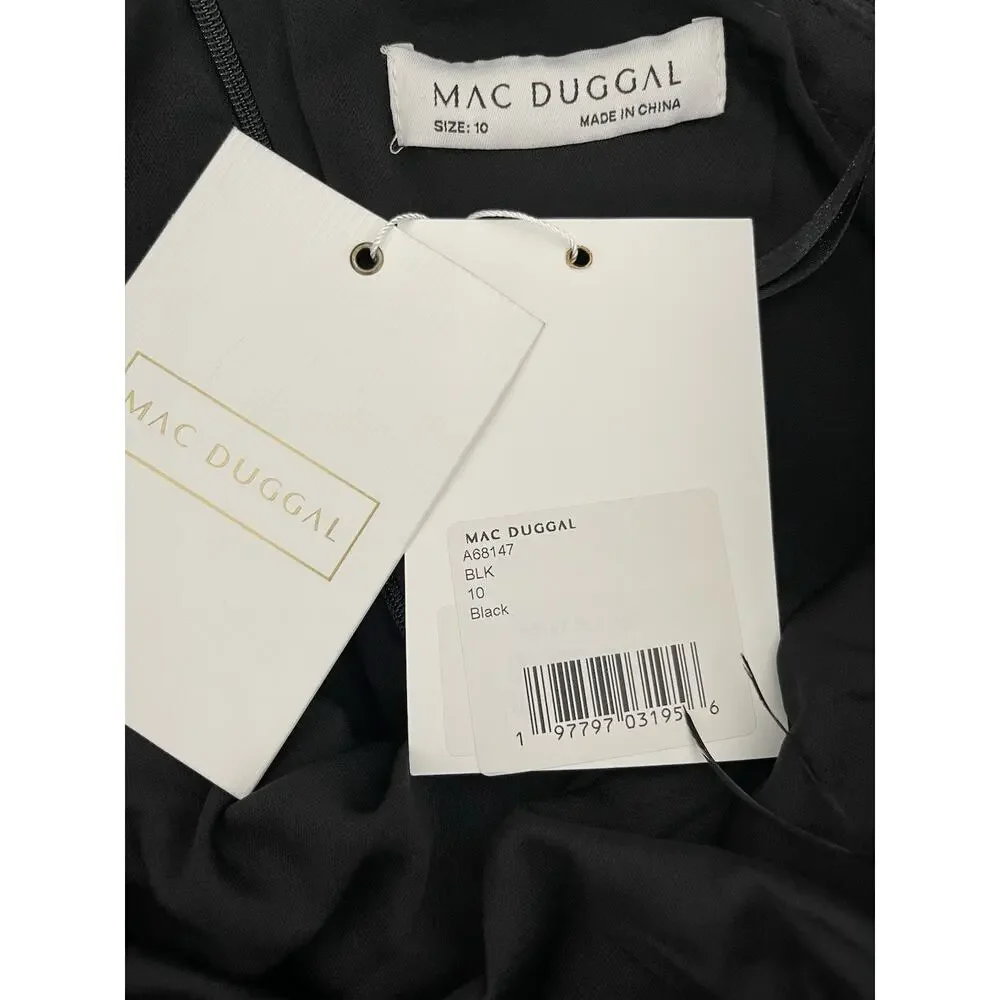 Mac Duggal A68147 Black‎ Feathered One-Shoulder Dress Size 10 NWT - Picture 7 of 7